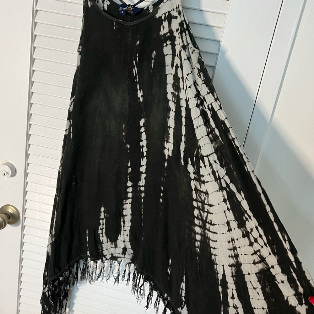 Tie dye dress, black -white, beach, festival, casual